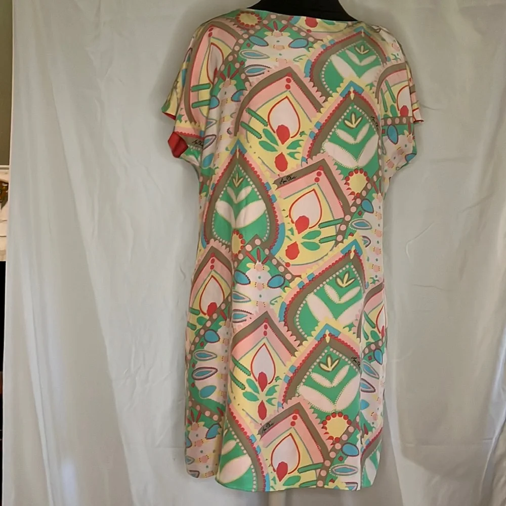 Marie Oliver pastel print 100% silk mini dress